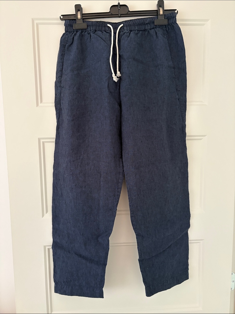Roots Navy Blue Drawstring Linen Trousers